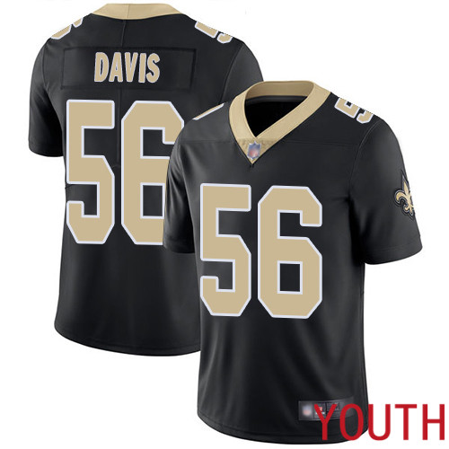 New Orleans Saints Limited Black Youth DeMario Davis Home Jersey NFL Football #56 Vapor Untouchable Jersey